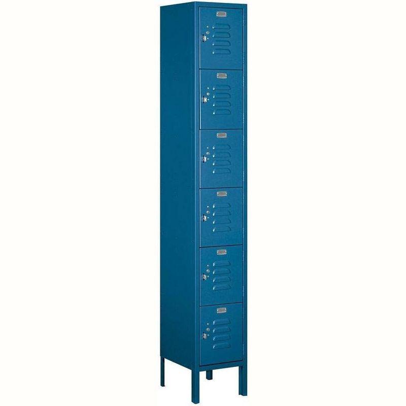 Blue Six-Tier Freestanding Metal Locker, 78" High