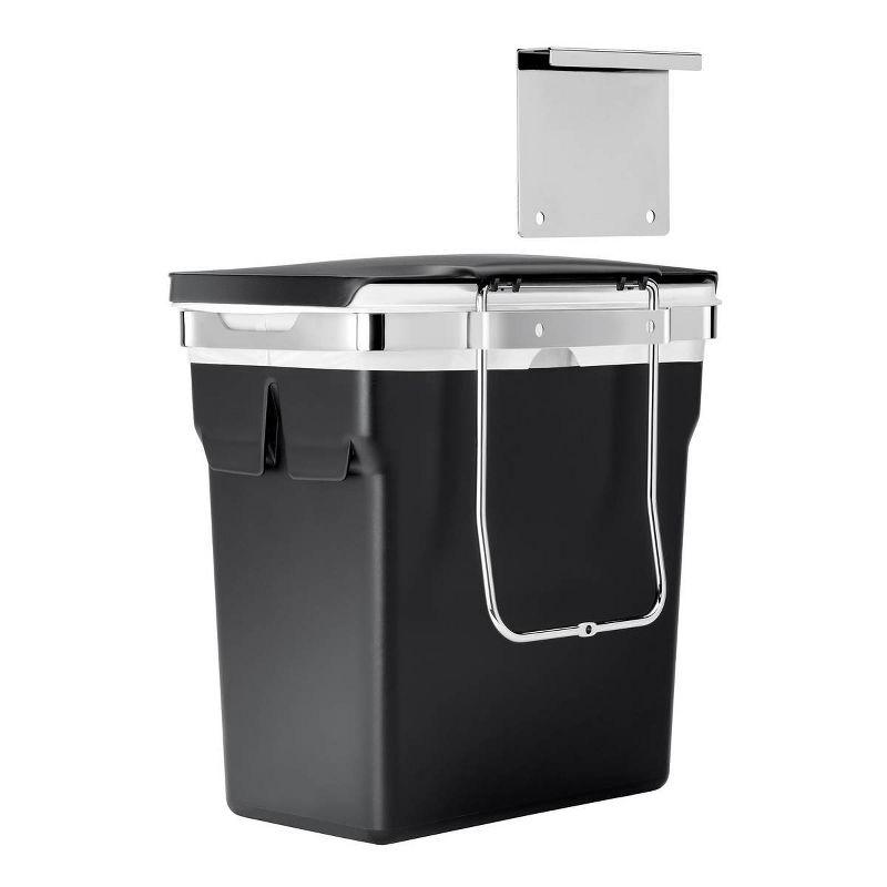 2.6 Gal Black Plastic Flip Lid Trash Can with Heavy Duty Steel Frame