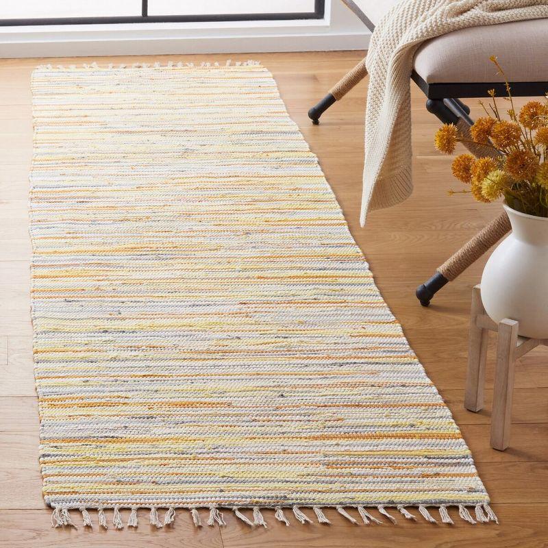 Rag Rug RAR129 Hand Woven Indoor Runner Rug - Gold/Multi - 2'3"x6' - Safavieh.