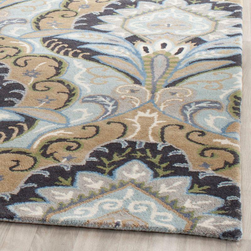 Blue Square Hand-Tufted Wool Artistry Area Rug 7' x 7'