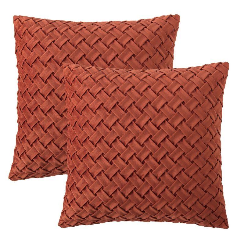 Chanasya Chanasya Lattice Textured Velvet Decorative Throw Pillow Cover (Set of 2)
