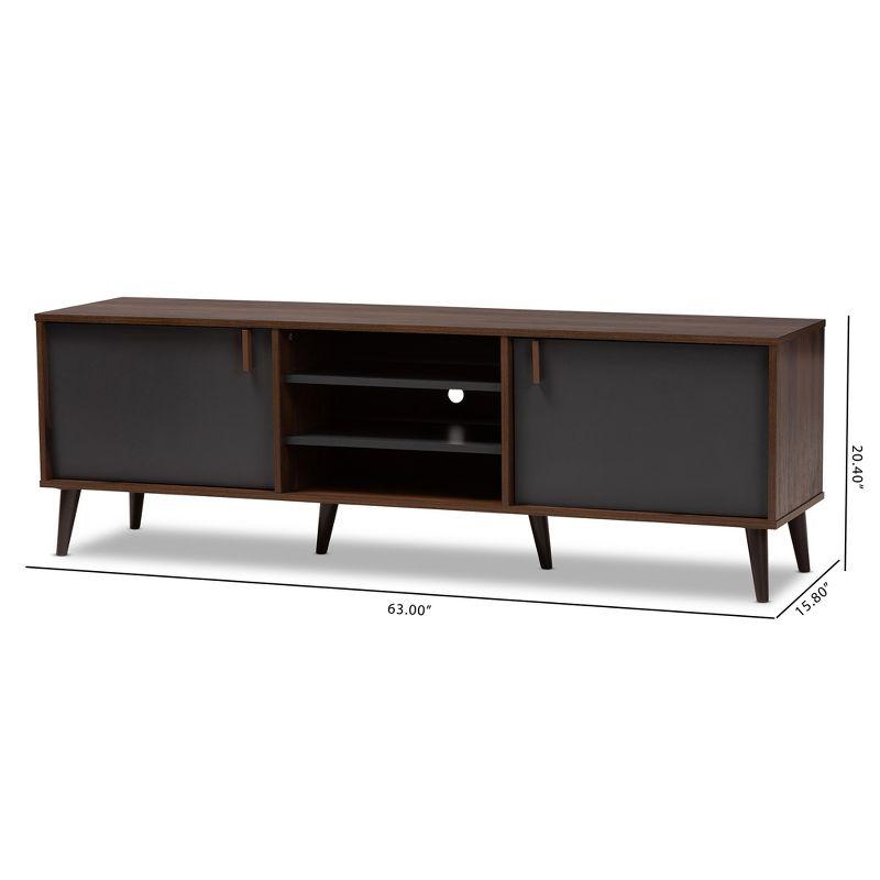 Samuel Finished TV Stand for TVs up to 55", Engineered Wood Walnut Brown/Dark Gray - Baxton Studio