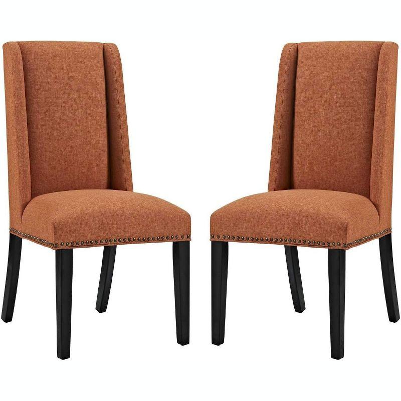 Modway Baron White Vinyl and Wood Frame Dining Chairs
