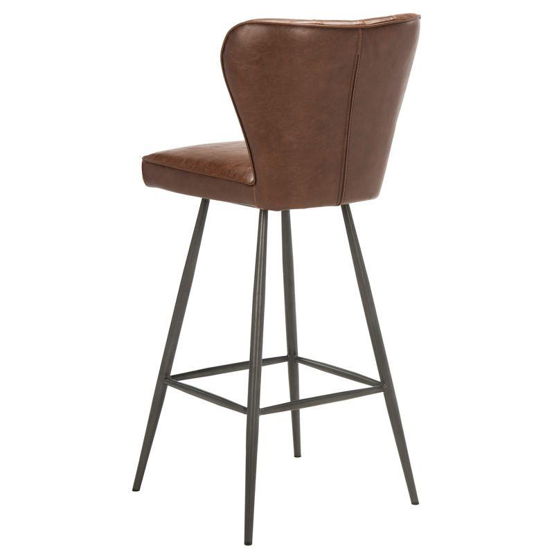 Aster Mid-Century Modern Tufted Bar Stool (Set of 2) - FOX1703 - Burgundy - Safavieh Couture