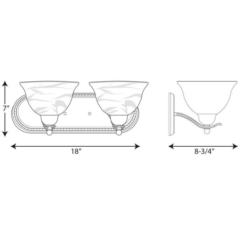 Progress Lighting Avalon 2-Light Bath Bracket, Brushed Nickel, Alabaster Glass Shade