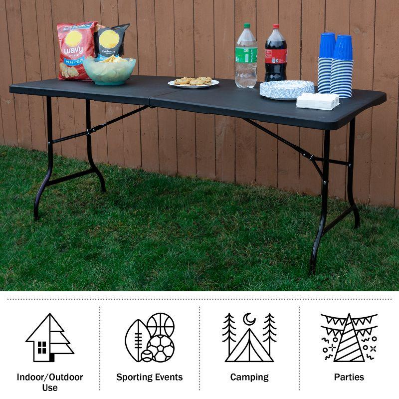 Hasting Home Adjustable Folding Table - Plastic Utility Tabletop