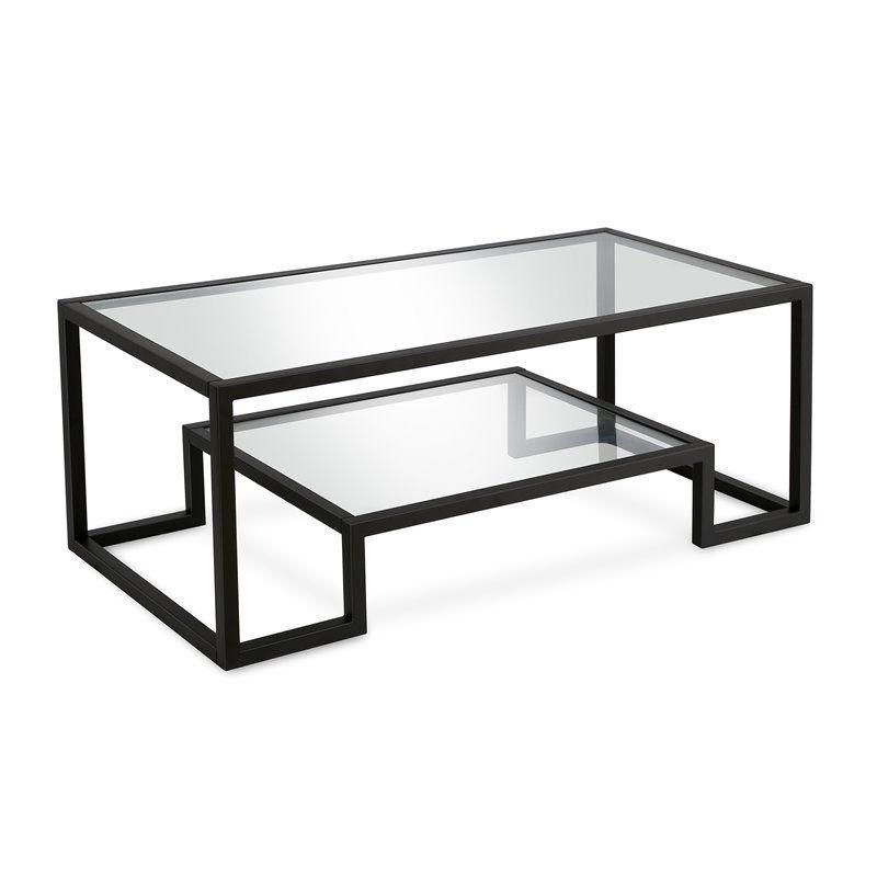 Metal Glass Geometric Coffee Table in Black  - Henn&Hart