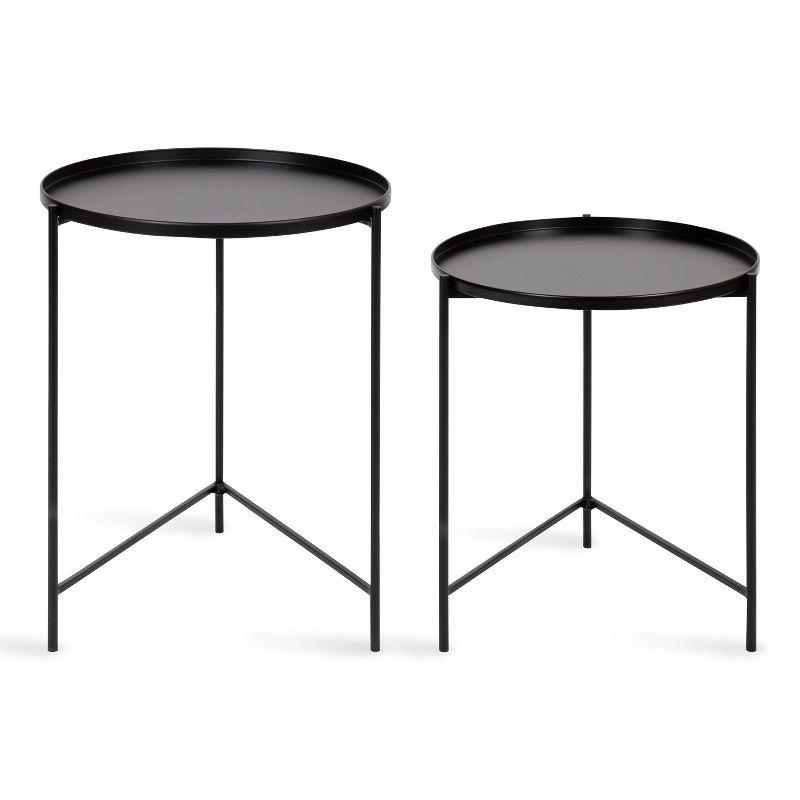 Ulani 2-Piece Nested Black Metal Round Side Tables