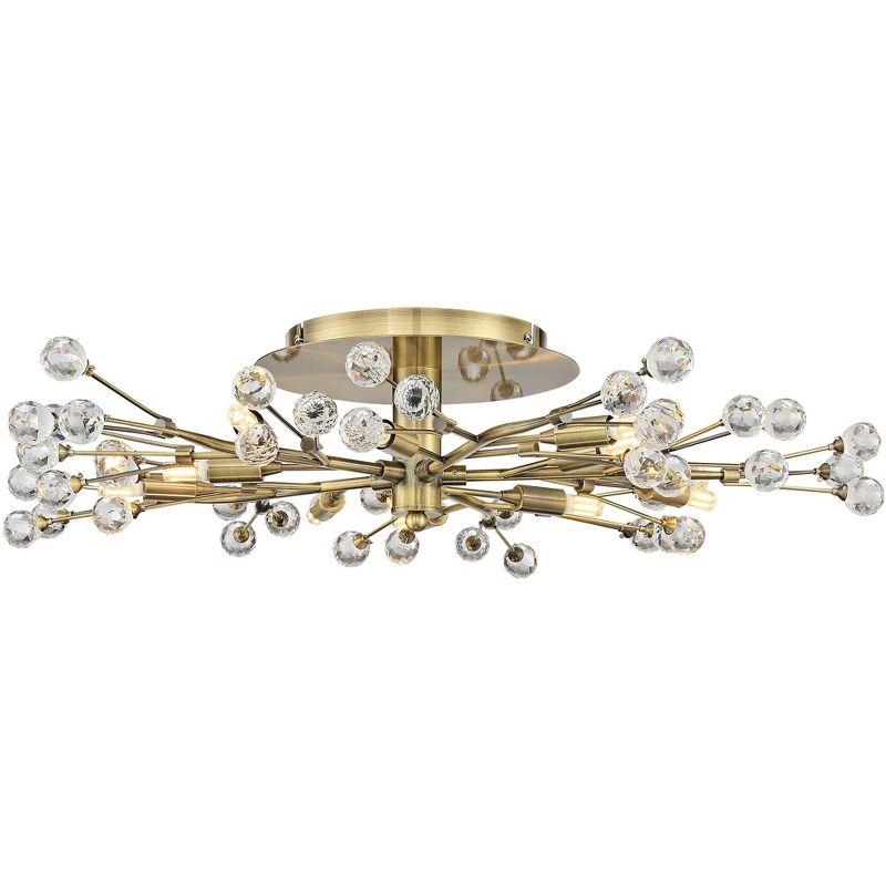 Possini Euro Design Ceiling Light Semi Flush Mount Fixture LED Brass 27 1/2" Wide 10-Light Crystal Berry for Living Room