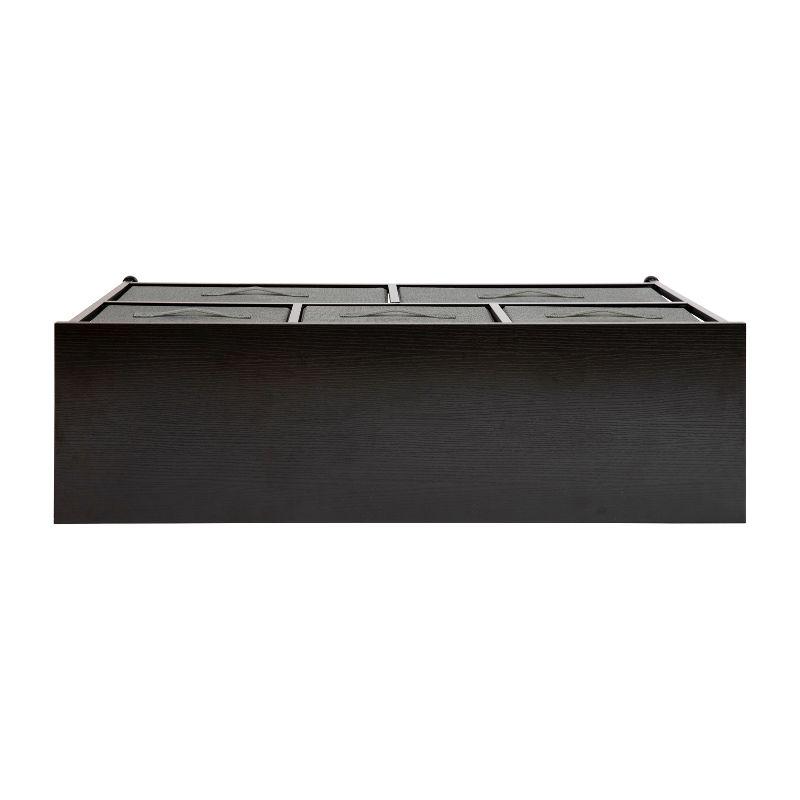 Flash Furniture 5 Drawer Wood Top Black Cast Iron Frame Vertical Storage Dresser with Dark Gray Easy Pull Fabric Drawers