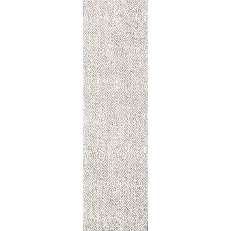 Nuloom Paloma Abstract Geometric Indoor/Outdoor Kitchen Runner Rug - Hallway, Entryway, 2' x 8', Gray