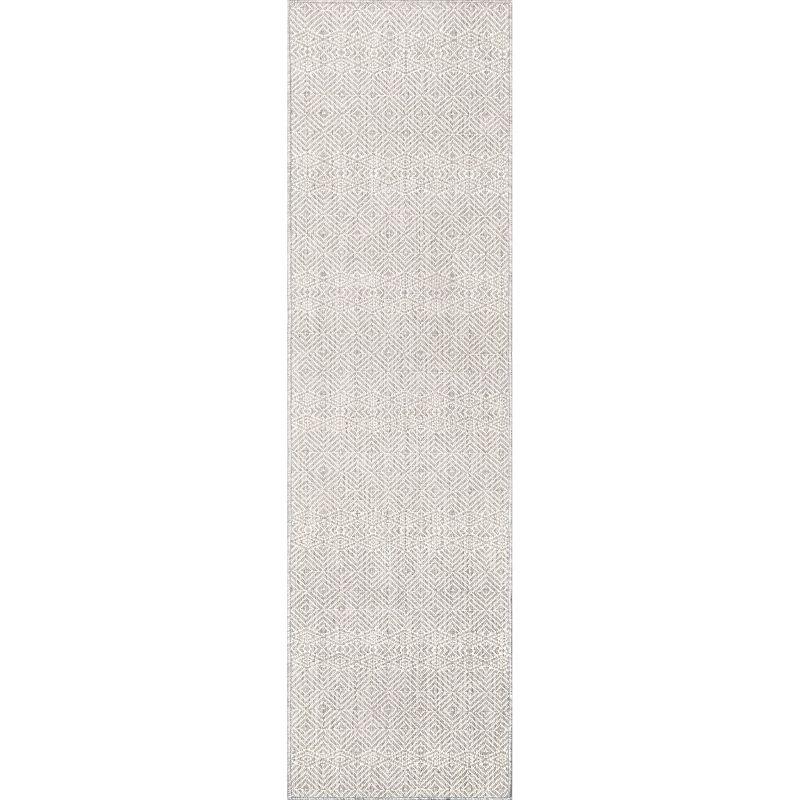 Gray Geometric Reversible Synthetic Indoor/Outdoor Rug