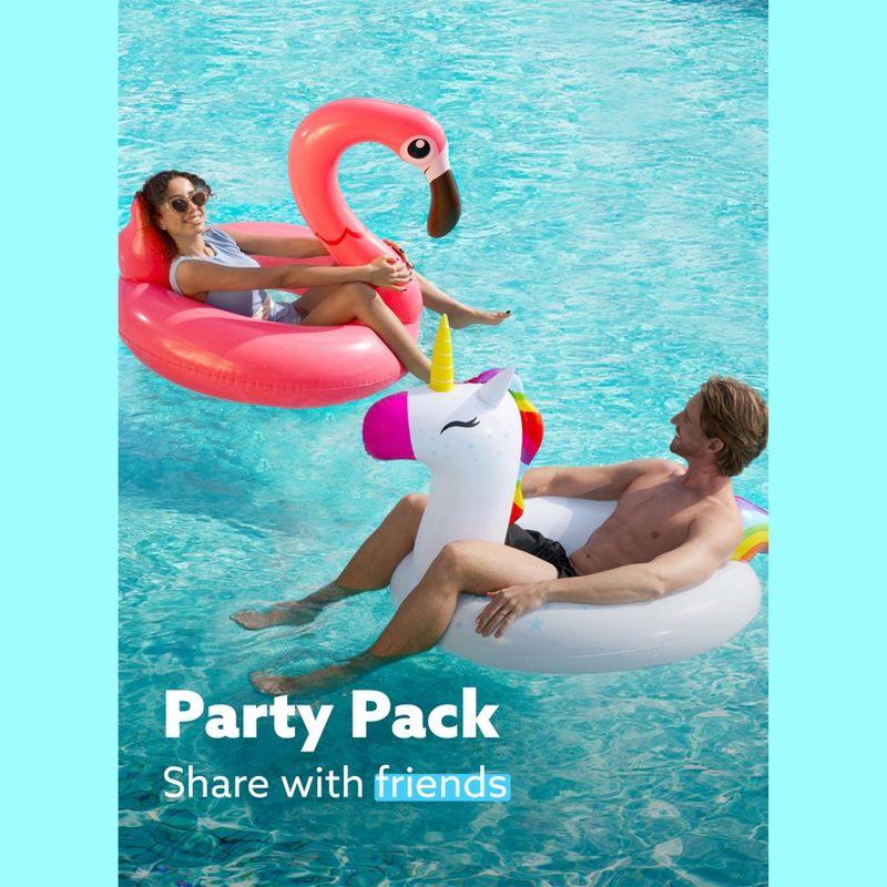 Joyfy 2 Packs Pool Floats Tube, Inflatable Unicorn Flamingo Pool Toys Floaties with Headrest, Pool Swim Ring for Kids Adults Beach Lake Summer Fun
