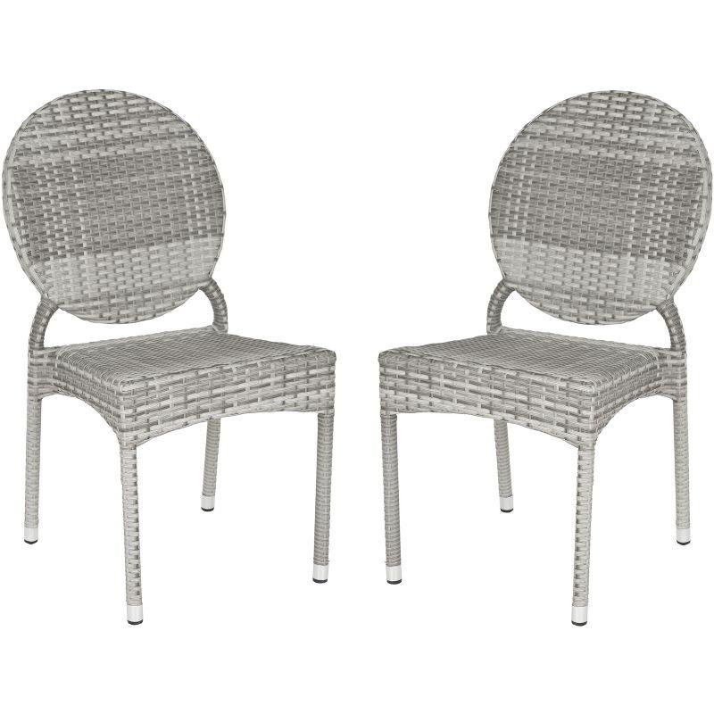 Valdez Indoor Outdoor French Bistro Stacking Side Chair (Set of 2) - Grey - Safavieh.