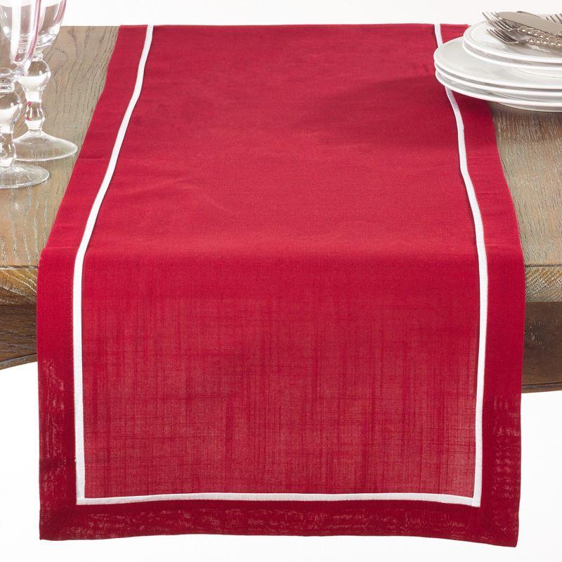 Red Polyester Winter Table Runner with White Border, 70x16 in