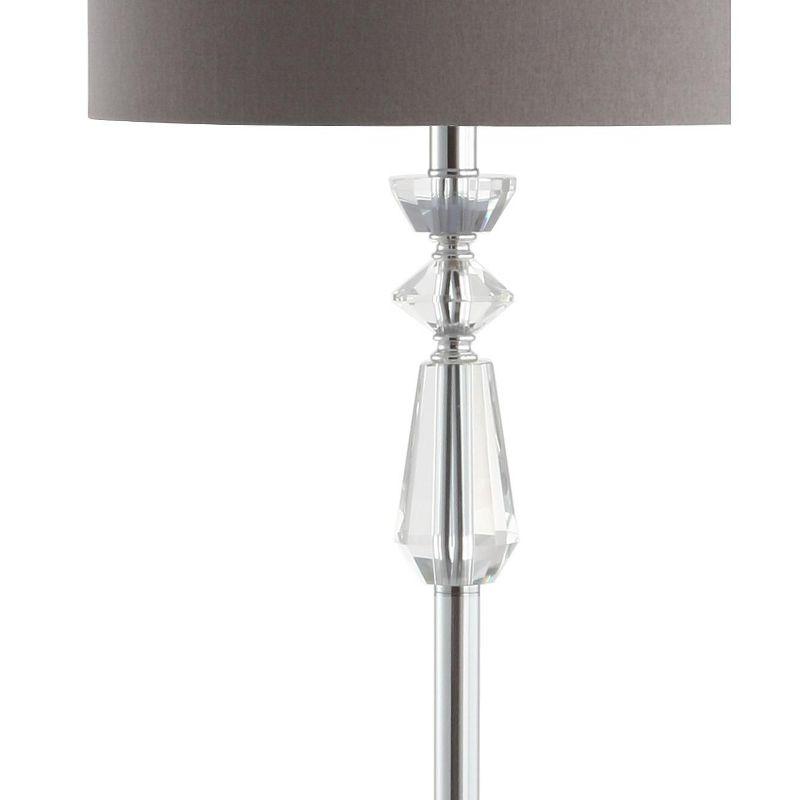 Layla Polished Chrome 59.5" Crystal Floor Lamp with Gray Drum Shade