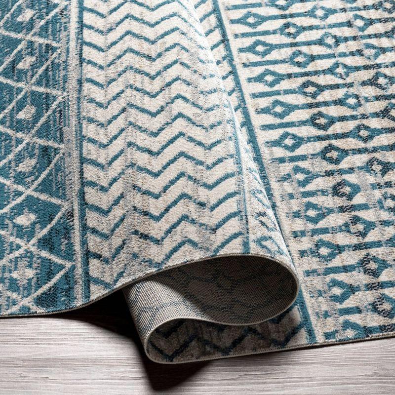 Astral Blue Geometric 8' x 10' Easy-Care Synthetic Rug