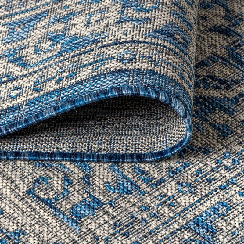 3'x5' Sinjuri Medallion Textured Weave Indoor/Outdoor Area Rug, Navy/Gray - JONATHAN Y