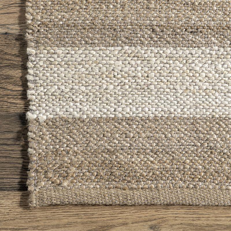 Alisia Handmade Striped Off-White Jute Runner Rug, 2' 6" x 8'