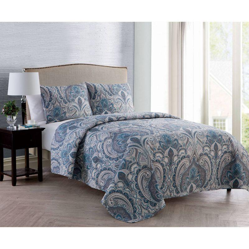 Pinsonic Lawrence 3-Piece Damask Quilt Set