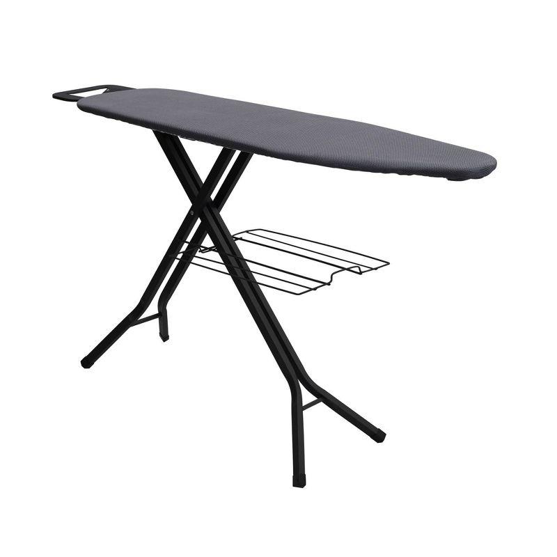 Household Essentials Deluxe Matte Black Ironing Board 4 Legs: Collapsible Metal, 54" x 14", 12.85 lbs, No Warranty