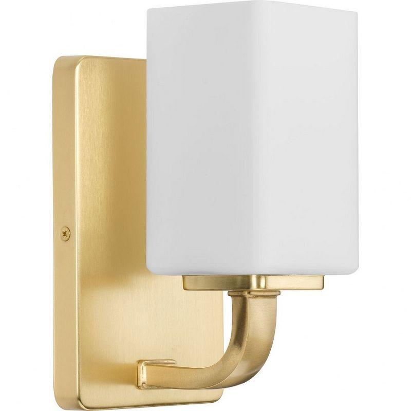 Progress Lighting Cowan 1-Light Wall Sconce, Satin Brass, Etched Opal Glass Shade