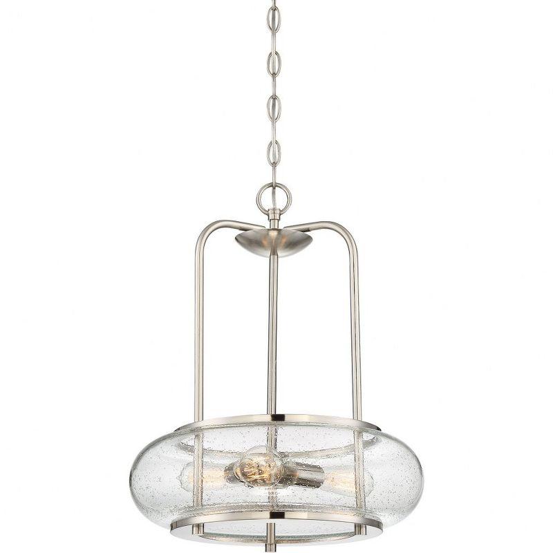 Edison Tribute 16'' Brushed Nickel 3-Light Pendant with Seedy Glass Shade