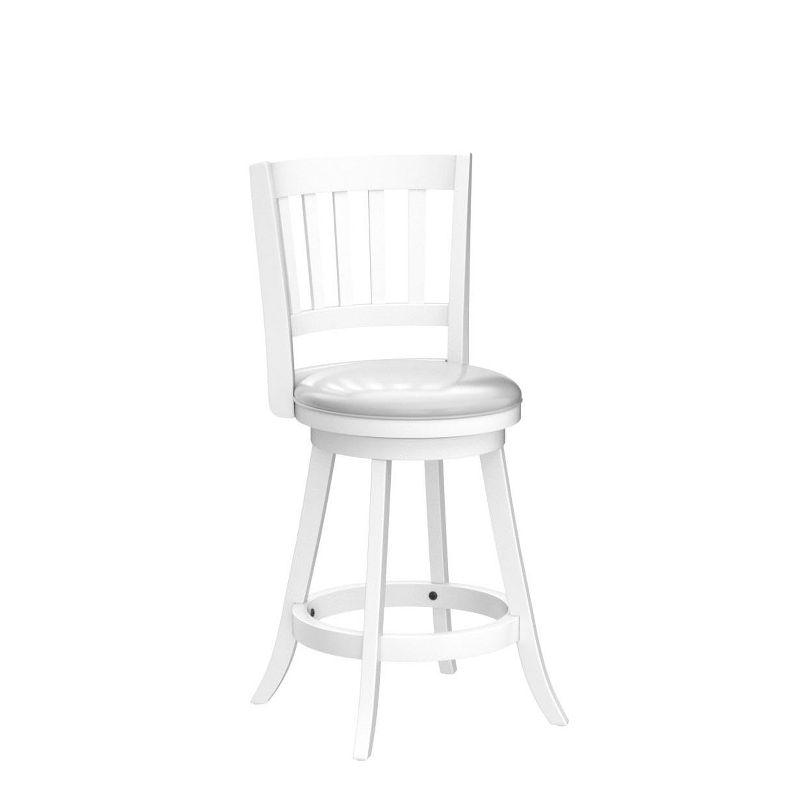 Monarch Specialties Bar Stool Set Of 2 Swivel Counter Height Kitchen White Wood Grey Leather Look Transitional