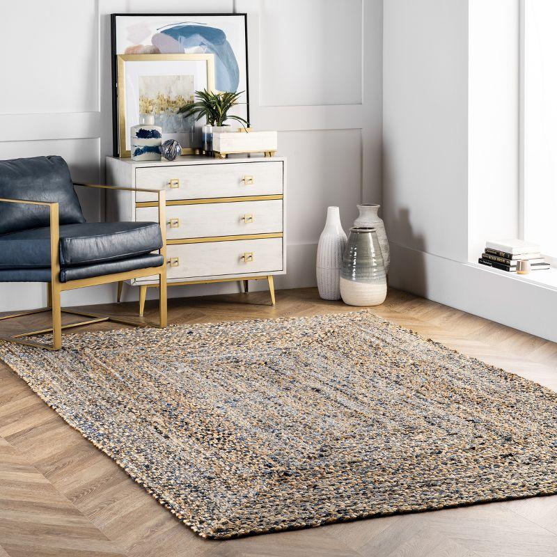 nuLOOM Eliz Braided Denim and Jute Area Rug