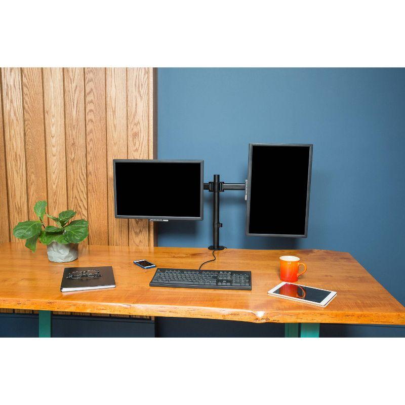 Black Dual Monitor Adjustable Metal Desk Mount