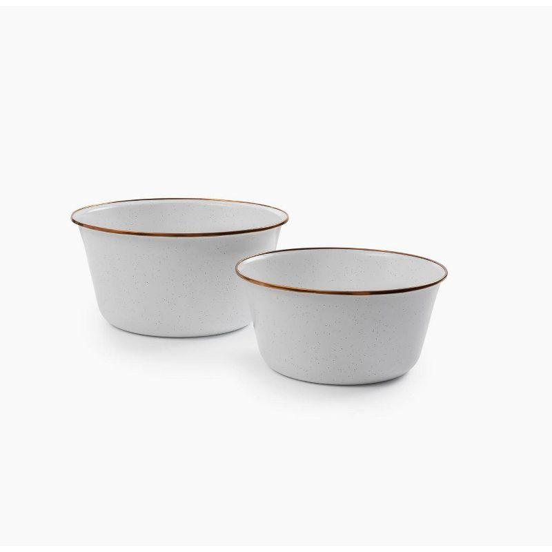 Eggshell Enamel Mixing Bowl Set with Bronze Trim