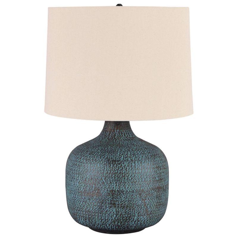 Malthace 24.5" Hammered Bronze and Beige Table Lamp