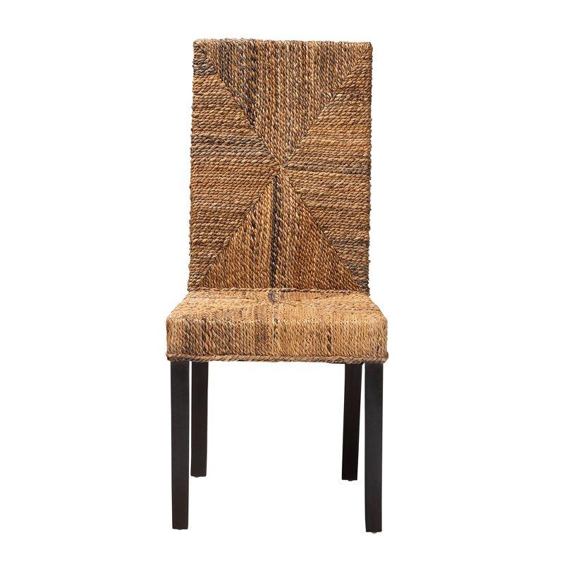 Laymi Bohemian Dark Brown Mahogany and Seagrass Side Chair