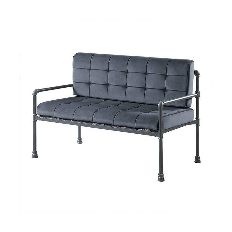 51" Brantley Sandy Gray Finish Loveseat - Acme Furniture: Includes 2 Accent Pillows, Metal Frame