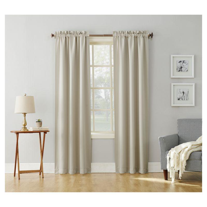 40"x63" Sun Zero Blackout Kenneth Energy Saving Rod Pocket Curtain Panel Pearl: Noise Reduction, Energy Efficient