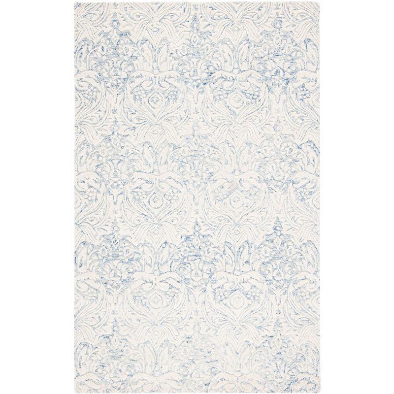 Hand-Tufted Floral Elegance Wool Area Rug - 4' x 6' Blue