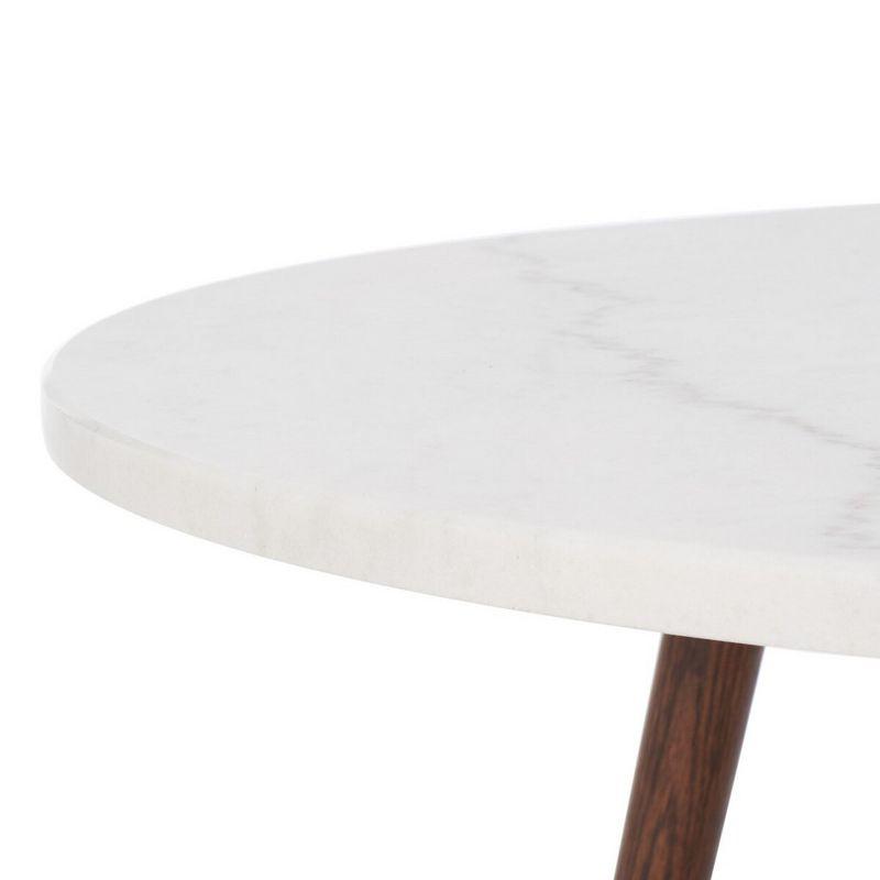 Maja Round Marble Coffee Table - Marble/Walnut - Safavieh
