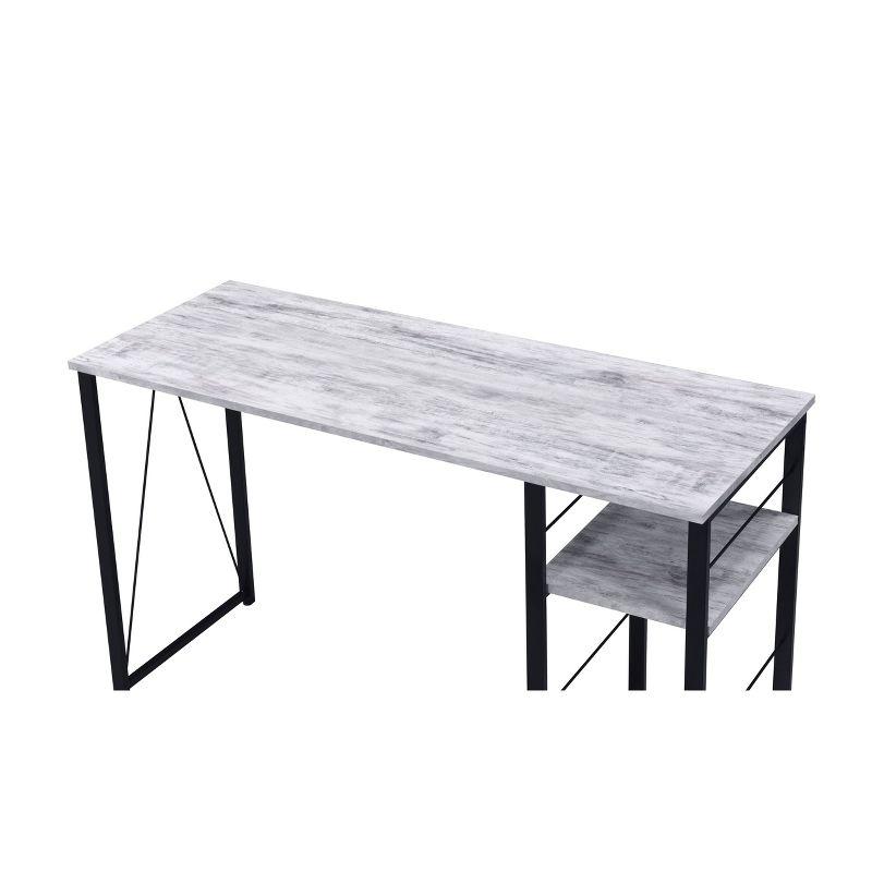 Vadna Writing Desk Weathered White/Black - Acme Furniture: 47-Inch Modern Desk with Open Storage Shelf