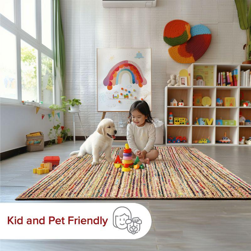 Nuloom Aleen Striped 6x9 Jute Indoor Area Rug for Dining Room Rug Neutral Rug Living Room Rug Kitchen, Multicolor