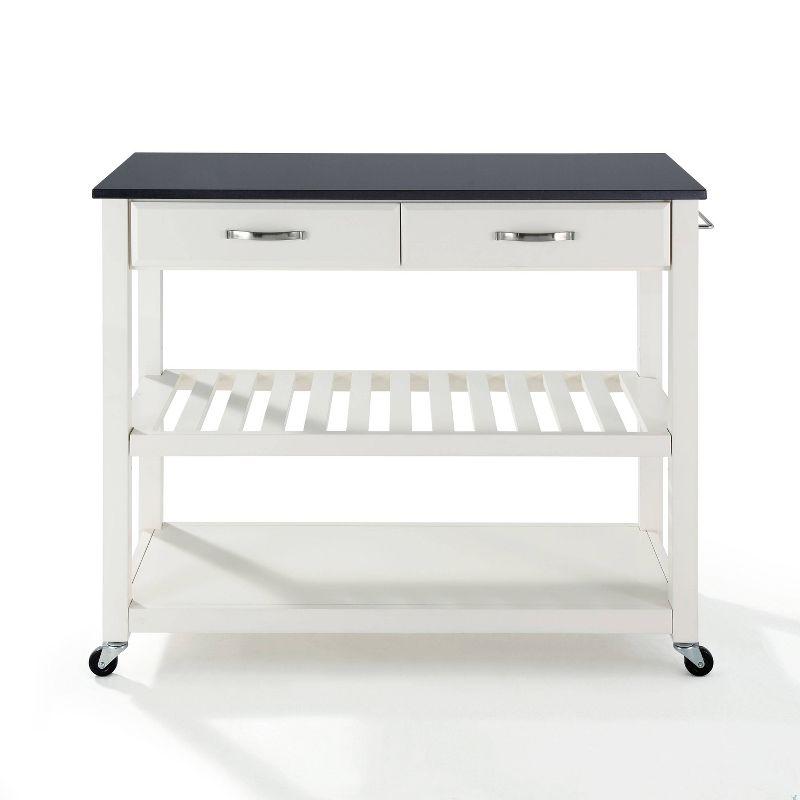 Granite Top Kitchen Prep Cart White/Black - Crosley