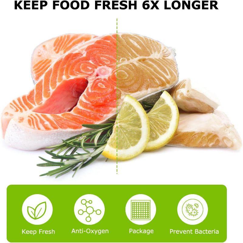 Bonsenkitchen Precut Vacuum Food Sealer Bags 100 Quart 8" x 12", BPA Free, Commercial Grade Textured,Thick Embossed Bags,Storage and Sous Vide Cooking