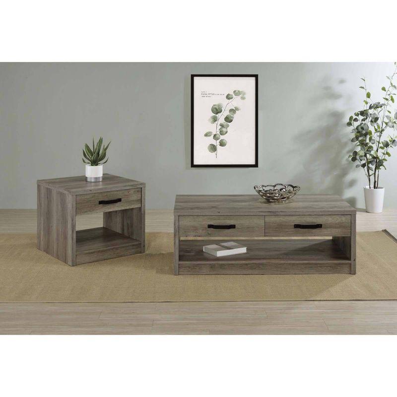 Coaster Felix Farmhouse 2 Drawer Rectangular Wood Coffee Table Gray Driftwood