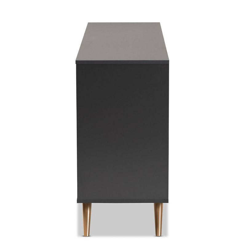 Kelson Wood 6 Drawer Dresser Dark Gray/Gold - Baxton Studio: Modern Storage Furniture for Bedroom