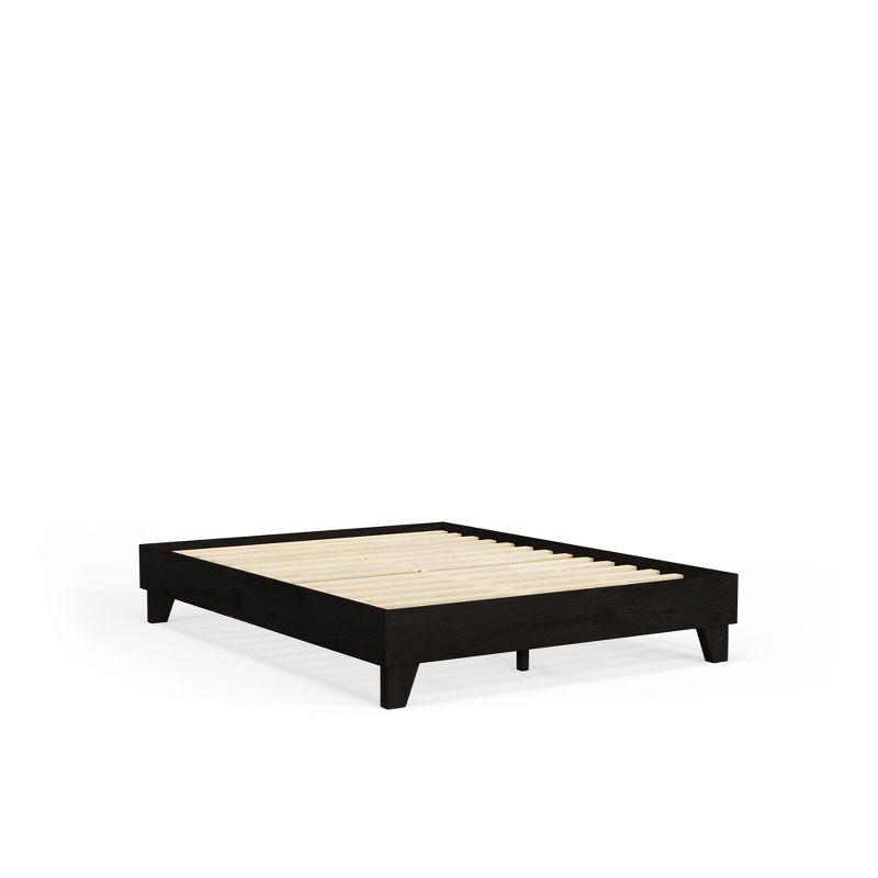 Classic Modern Pine King Platform Bed with Wood Headboard