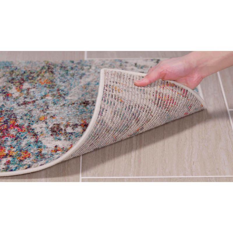 Elegant Grey/Blue Synthetic 2' x 8' Runner Rug for Easy Care