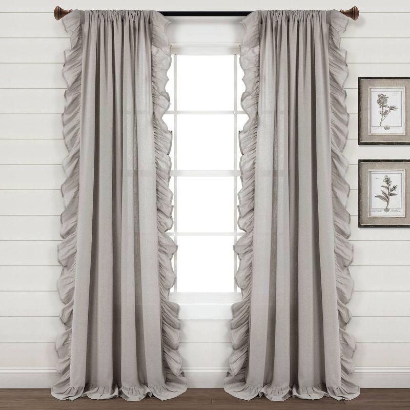 Light Gray Linen Ruffle Rod Pocket Window Panel