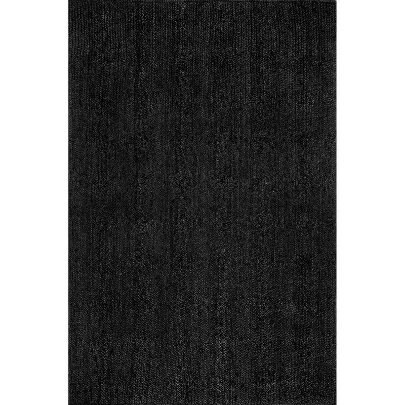 6'x9' Hand Woven Rigo Jute Area Rug Black - nuLOOM: Farmhouse Style, Low Pile, Rectangle, Indoor Use