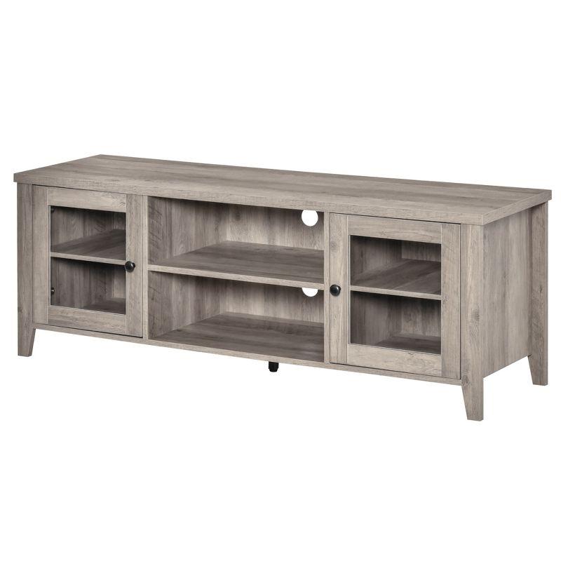 HOMCOM Modern TV Stand, Entertainment Center with Shelves and Cabinets for Flatscreen TVs up to 60" for Bedroom, Living Room