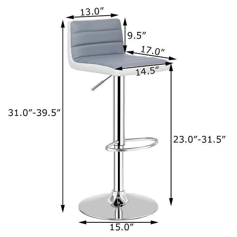 Set of 2 Gray and White Adjustable Swivel Bar Stools