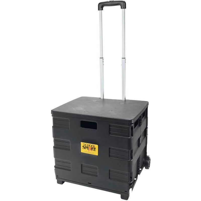School Smart Folding Storage Cart on Wheels, Large, 16-1/4 x 13 x 13-1/2 Inches, Black